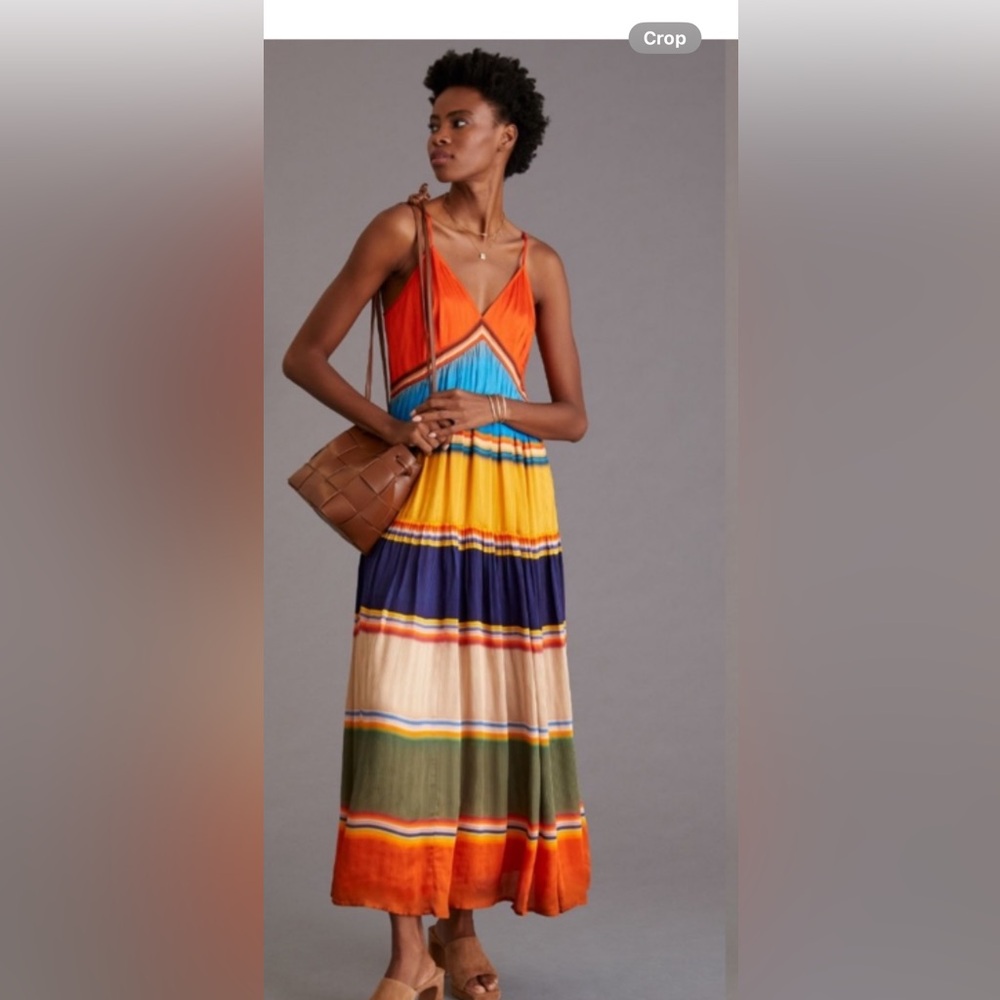 🌺🌺Anthropologie Tanvi Kedia V-Neck
Silky Colorblock Midi Dress